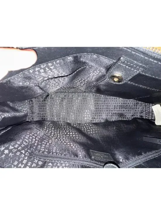 Kate Spade Black Leather Tote Bag with Blue Accent Scarf - Picture 5 of 6